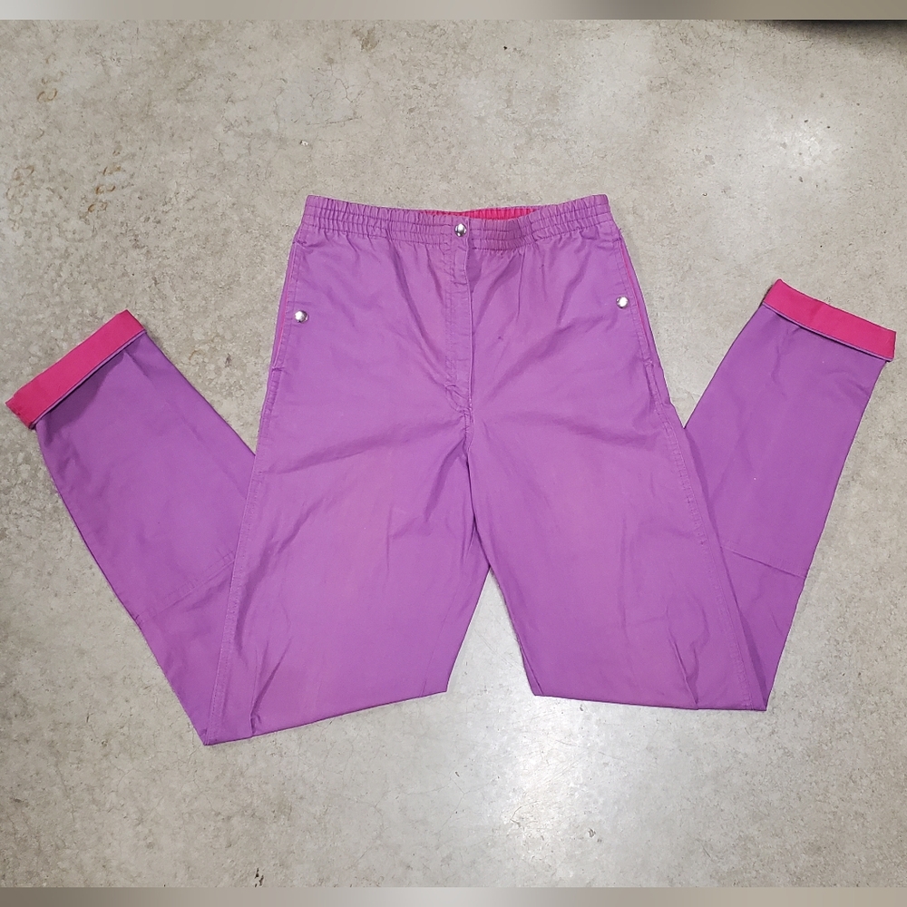 1980s Vintage TOMBOY Le Sport Purple Pants with Pink Cuffs